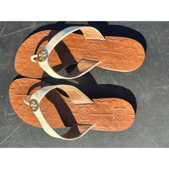 Tory Burch Thora Women’s Size 7.5 Leather Thong Flip Flops Flat Sandals - Picture 3 of 7